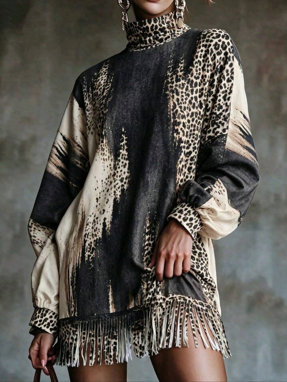 Autumn/Winter High Neck Lantern Bubble Sleeve Dropped Shoulder Long Slee - Picture 3 of 4